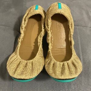 Tieks Tan and Teal Flats